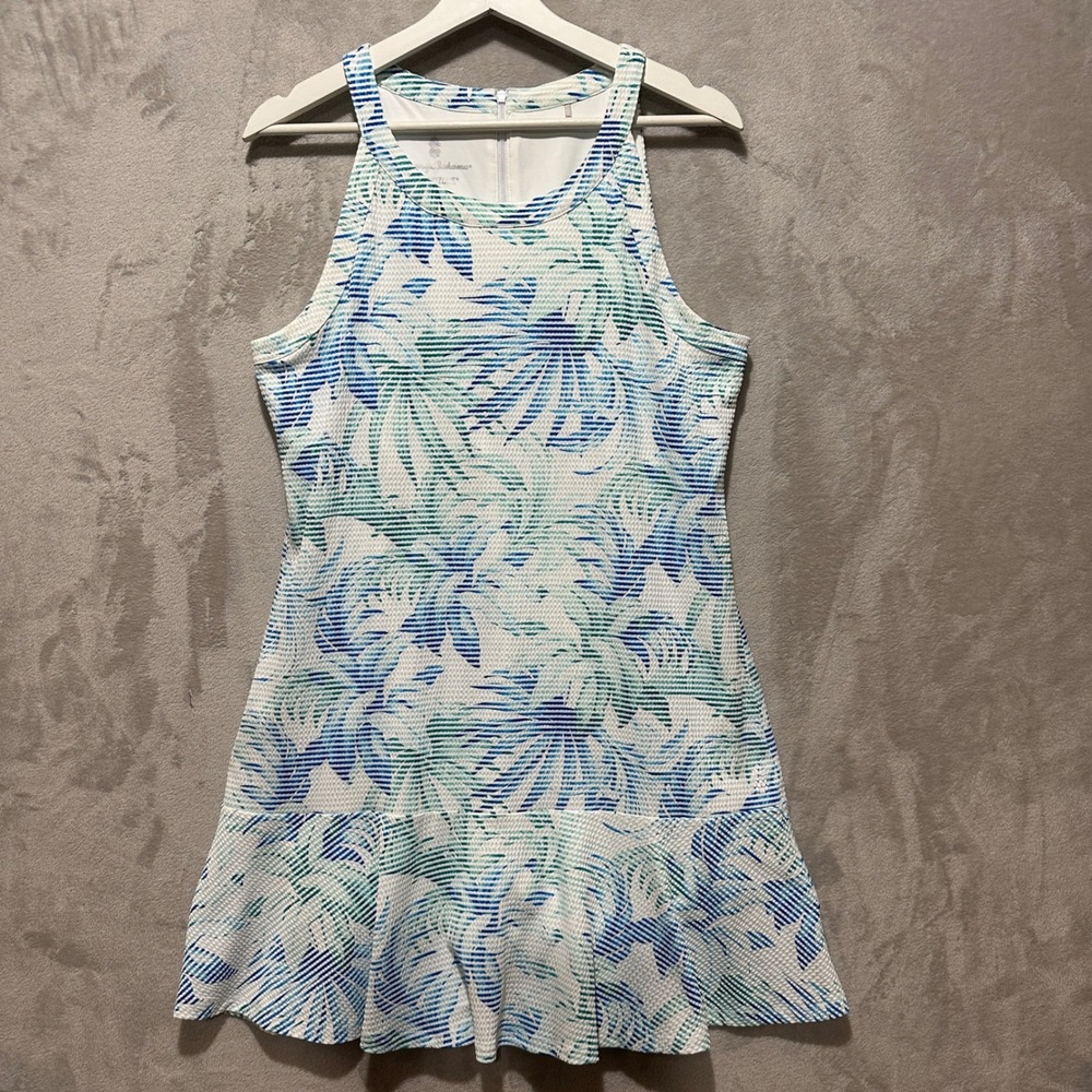 Tommy Bahama Costa Wave Leaves IslandZone Dress Women's Blue White Size M